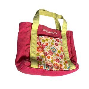 Jesus Love Me Book Bible Holder Bag Purse pink floral 9x6.5x3 Double Strap